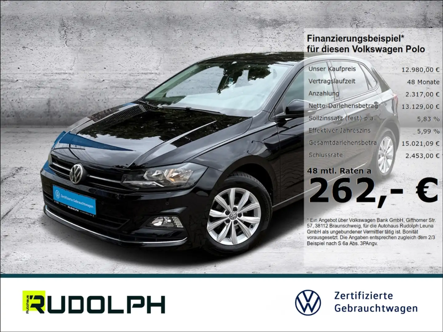 Volkswagen Polo Highline 1.0 TSI 5-Gang SHZ PDCv+h Klima Navi BT Noir - 1