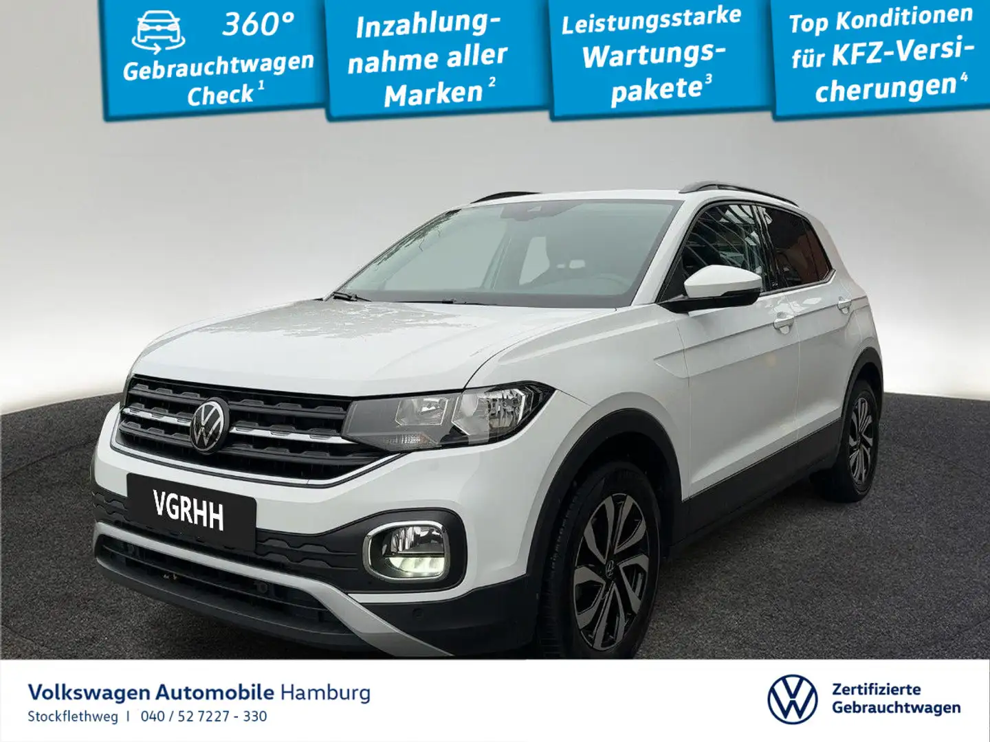 Volkswagen T-Cross 1.0 TSI Active DSG Navi CarPlay Sitzhzg Weiß - 1