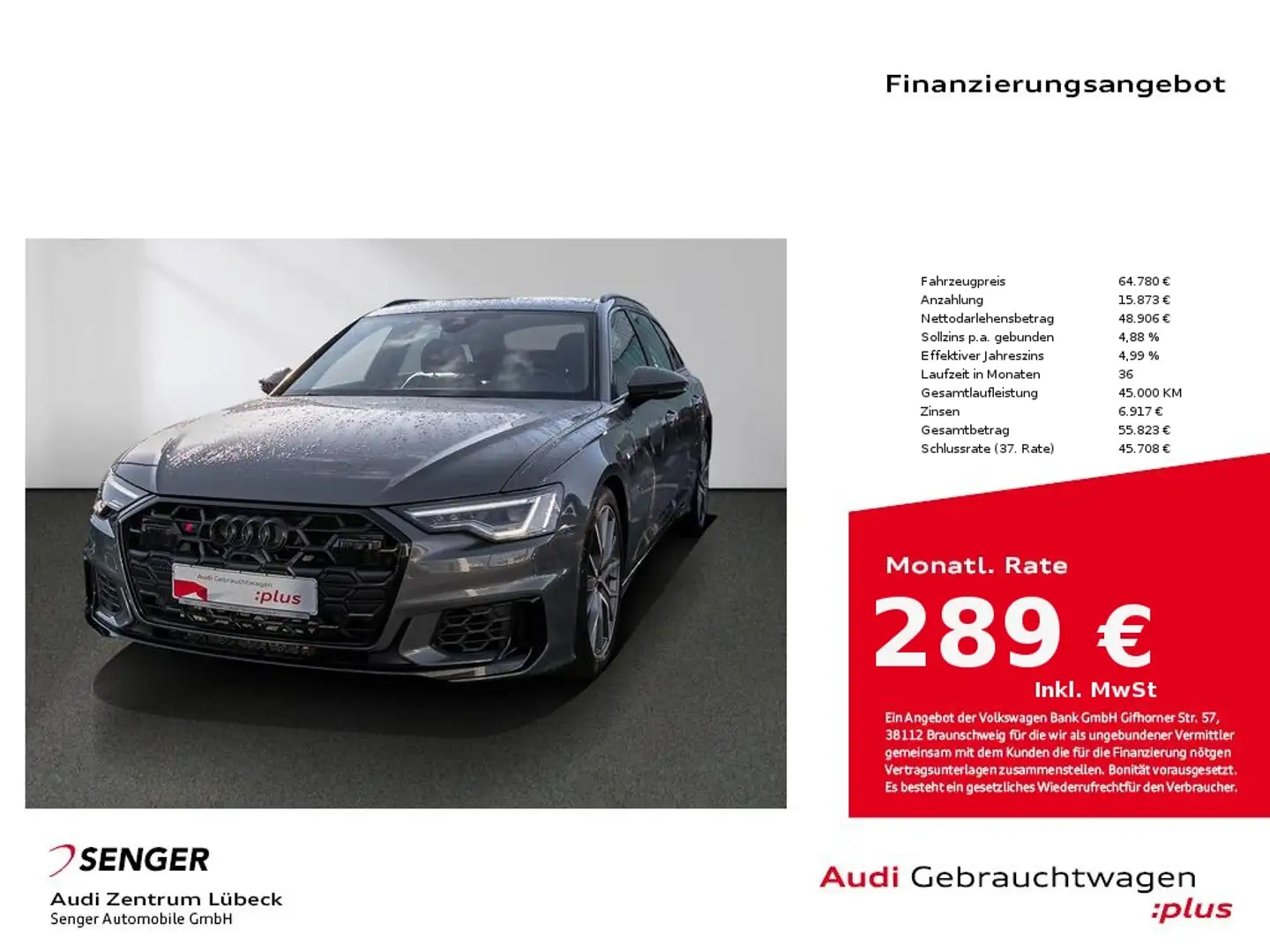 Audi S6 Avant TDI quattro Nav AHK Pano Matrix Luft Grau - 1