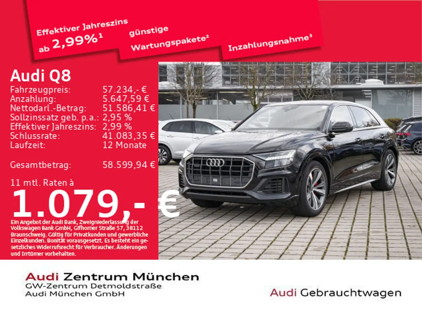 Audi Q8 55 TFSI e qu. tiptr. LuftFed/AHK/Virtual Schwarz - 1