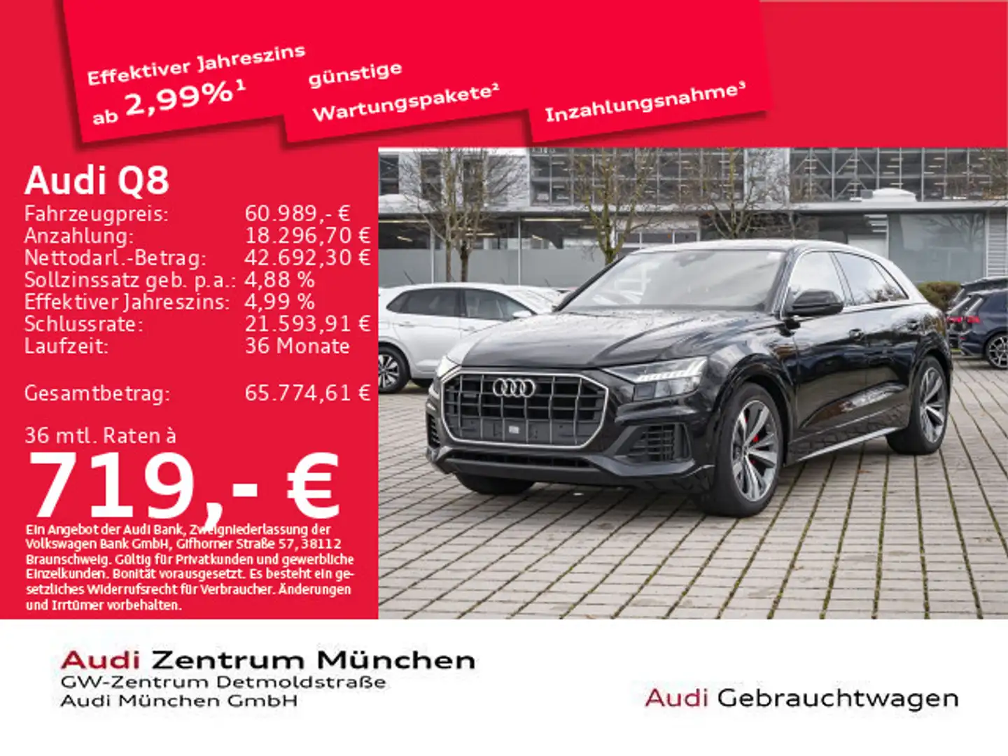 Audi Q8 55 TFSI e qu. tiptr. LuftFed/AHK/Virtual Schwarz - 1