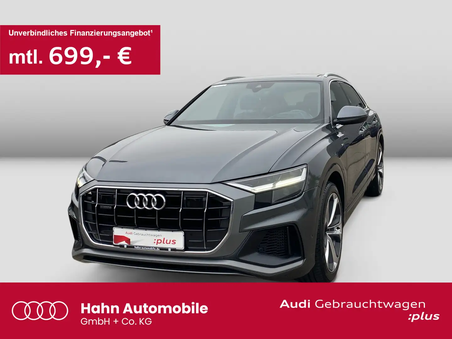 Audi Q8 55TFSIe quattro S line S-trc AHK Cam HUD Navi Grau - 1