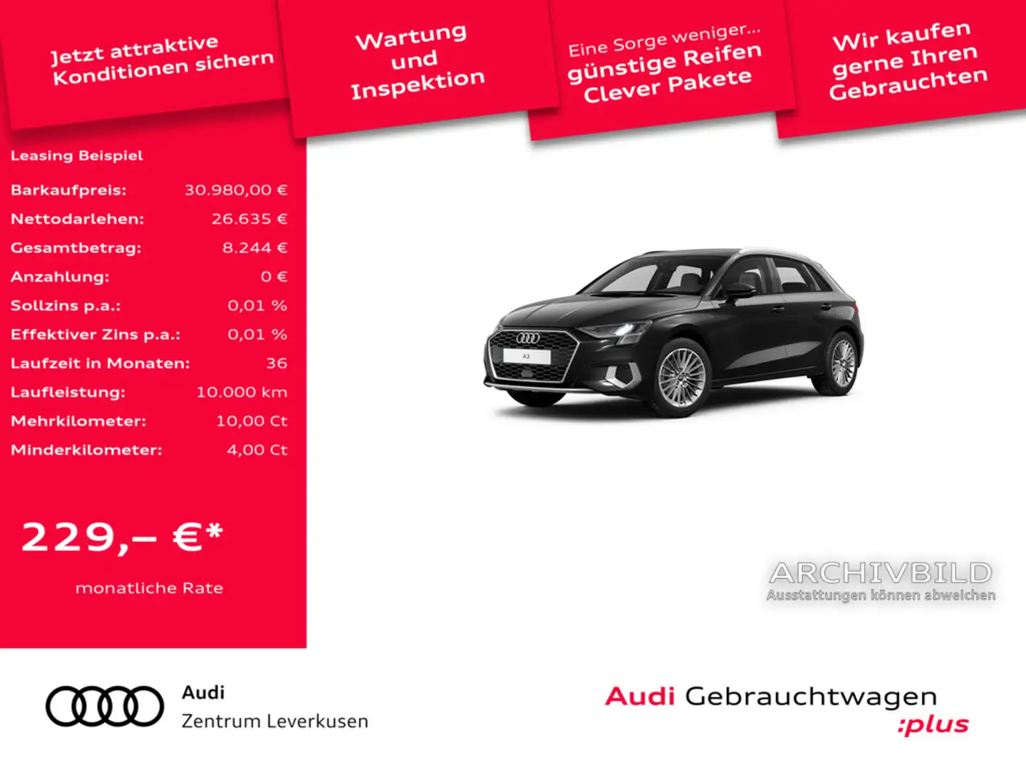 Audi A3 Sportback advanced NAVI VIRT ACC SHZ LED Schwarz - 1