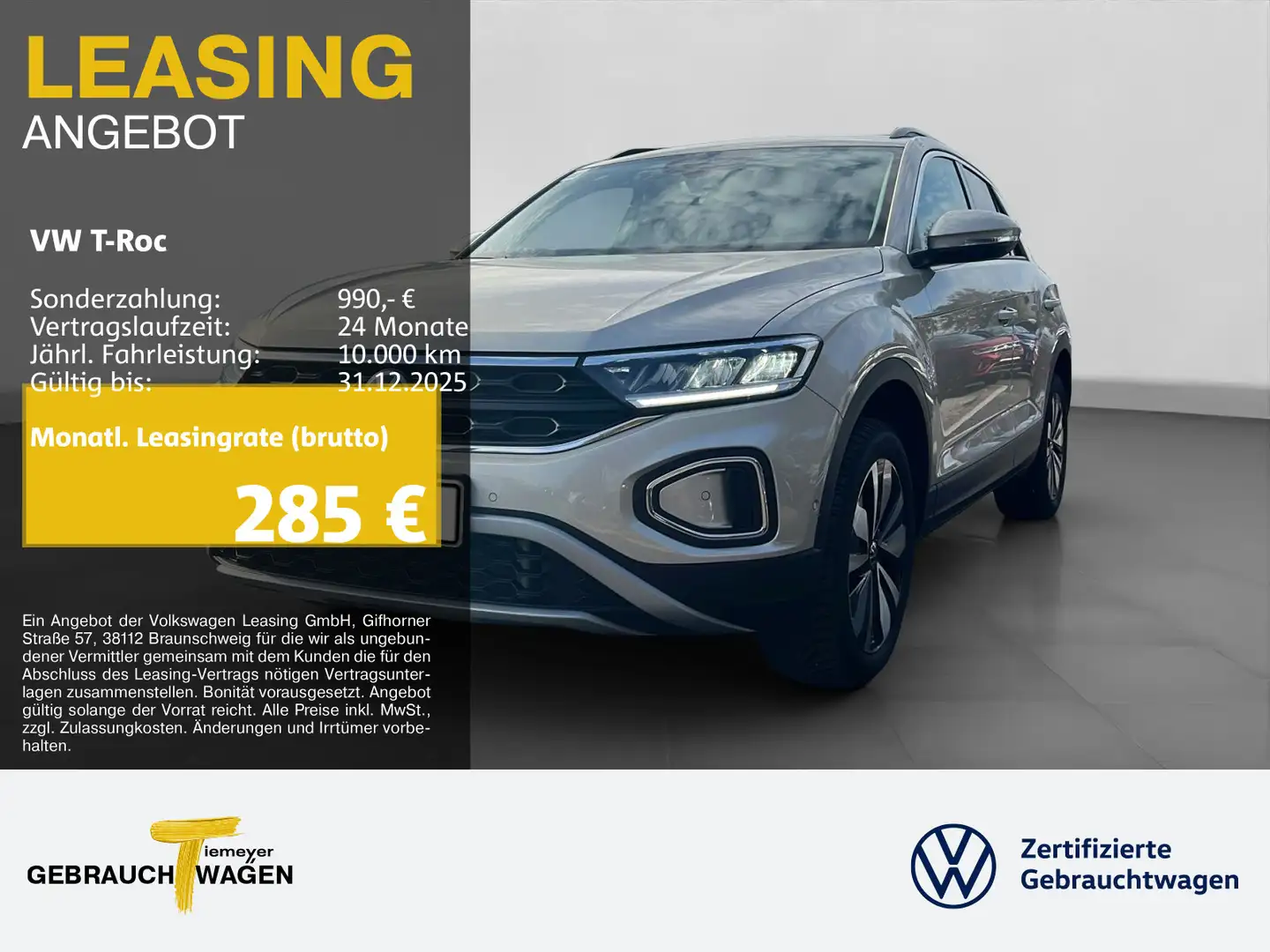 Volkswagen T-Roc 1.5 TSI DSG MOVE NAVI KAMERA SITZHZ LED Silber - 1