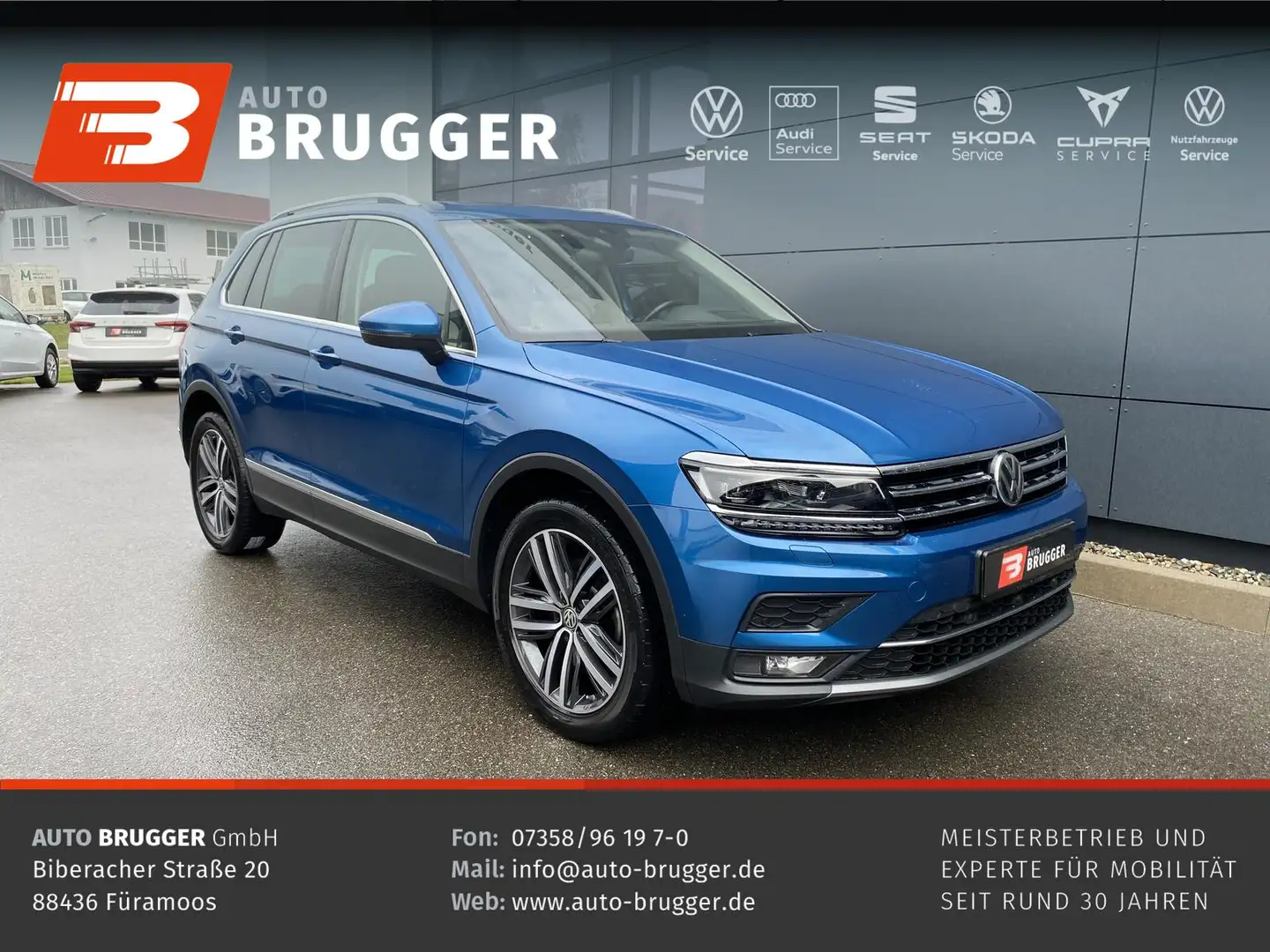 Volkswagen Tiguan 2.0 TDI DSG HIGHLINE 4MOT PANO 360° AHK LED Bleu - 1