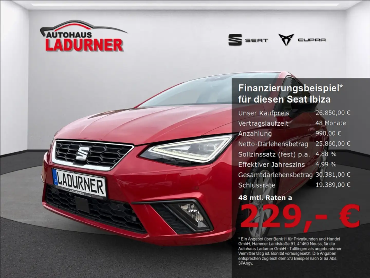 SEAT Ibiza FR 1,5TSI DSG *LED+NAVI+KAMERA+PDC*229€mtl Rot - 1