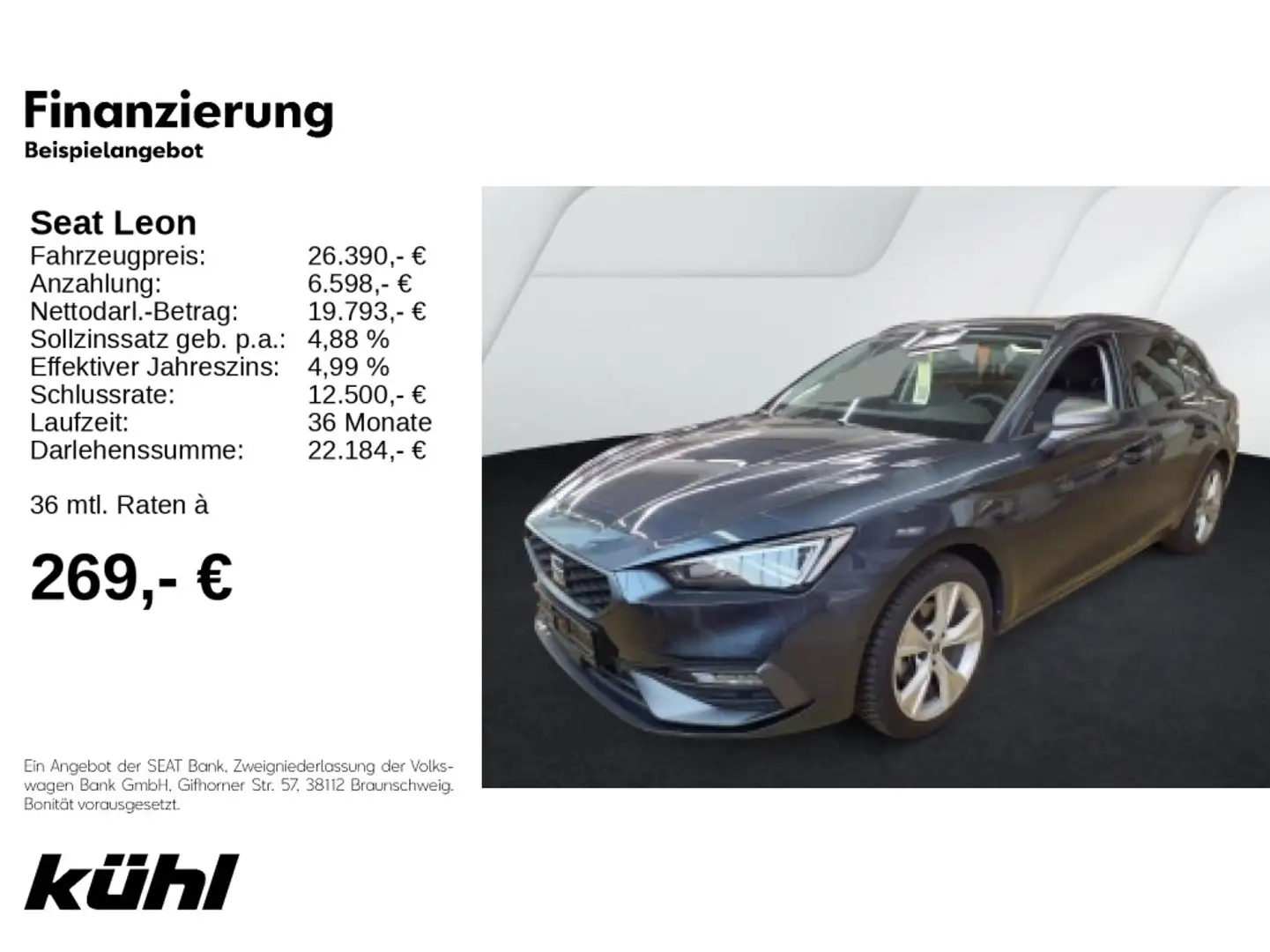SEAT Leon SP 1.5 eTSI FR LED Kamera App Navi Grau - 1