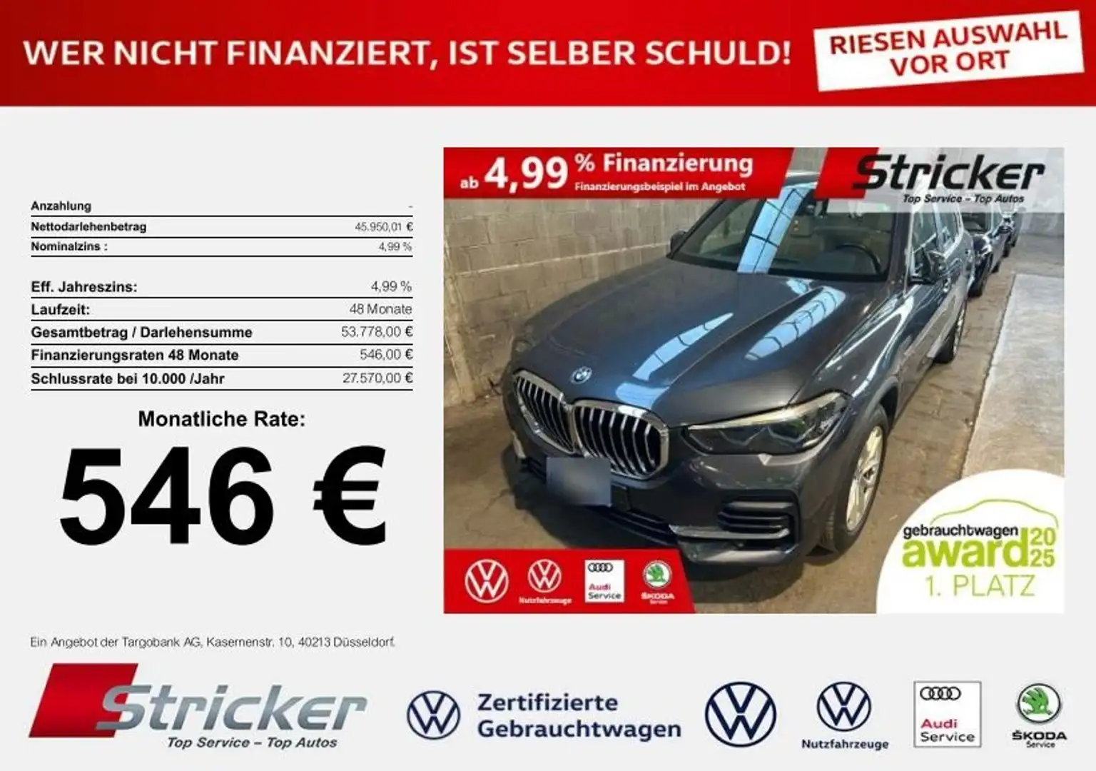 BMW X5 xDrive45e 546,-ohne Anzahlung Navi Pano AHK Gris - 1