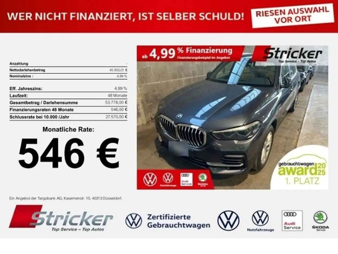 BMW X5 xDrive45e 546,-ohne Anzahlung Navi Pano AHK Grau - 1