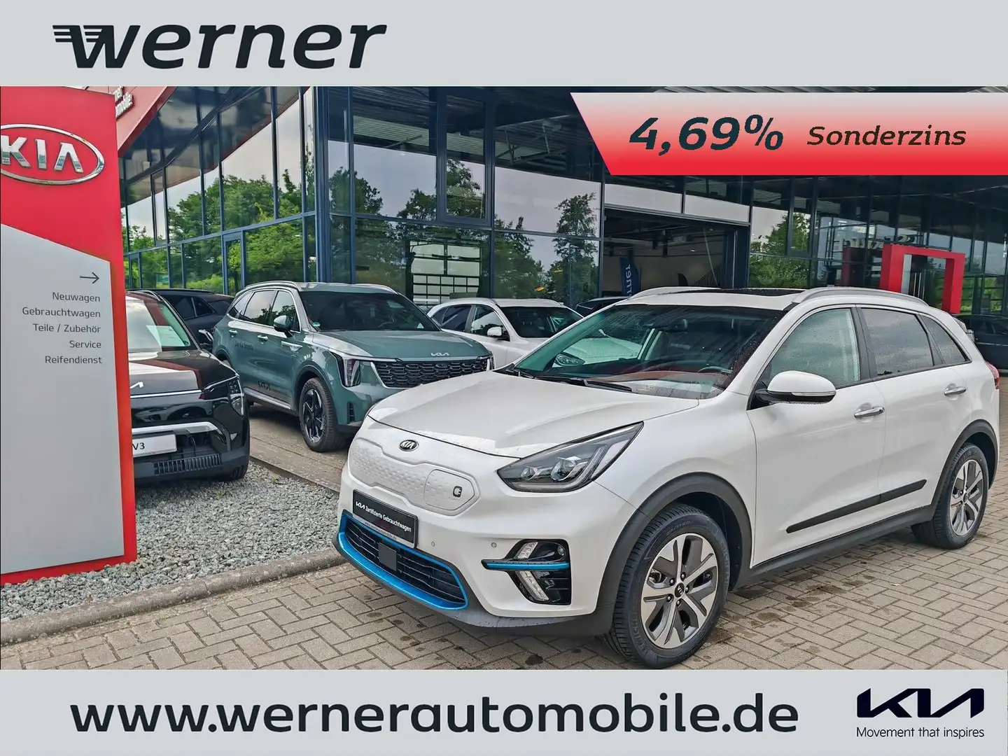 Kia Niro EV 204 Spirit 3-Phasen Leder Glasdach WP White - 1