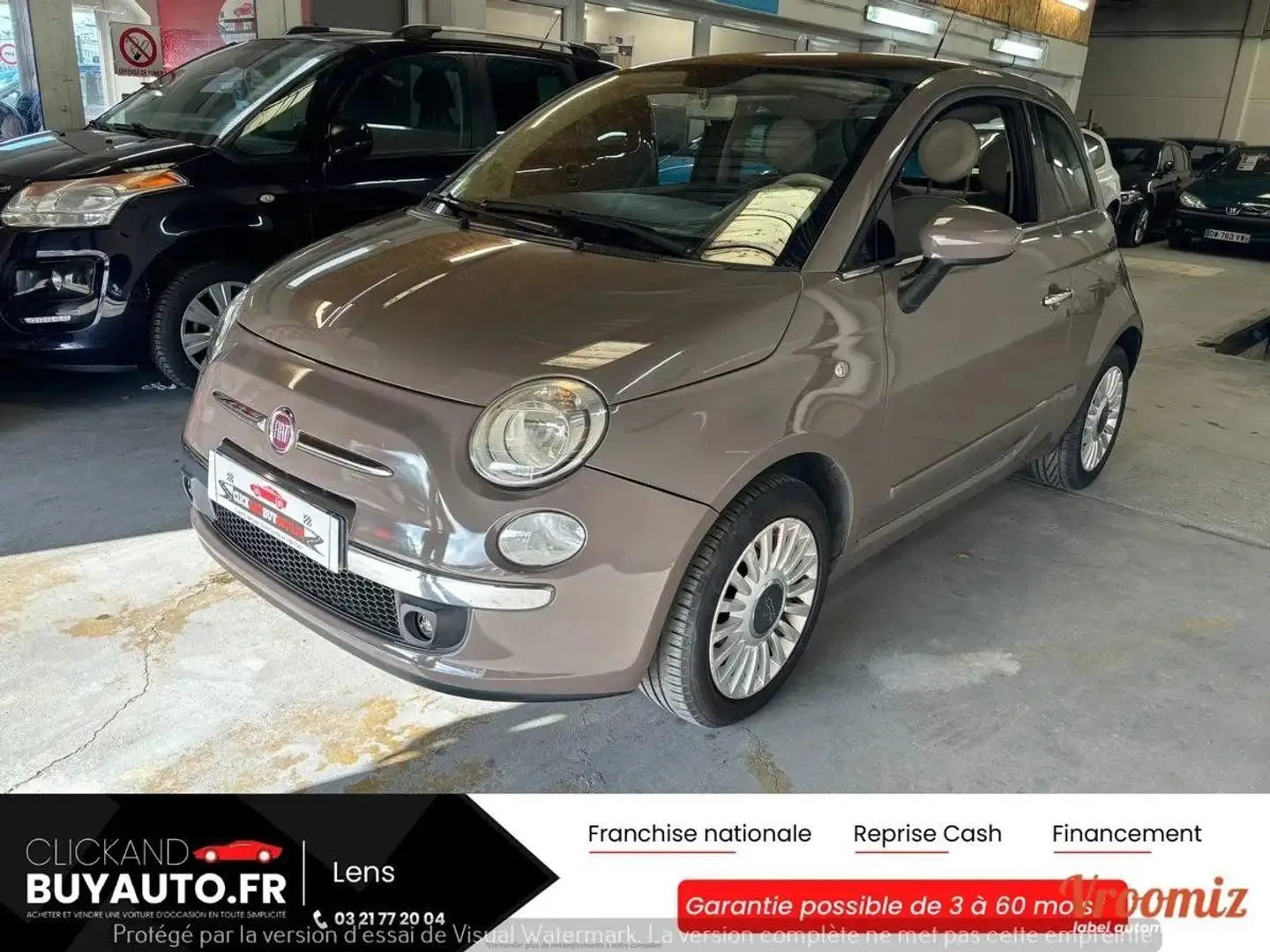 Fiat 500 1.2 69CHV LOUNGE / CLIM MANUELLE / TOIT PANO / RADAR DE RECUL - 1