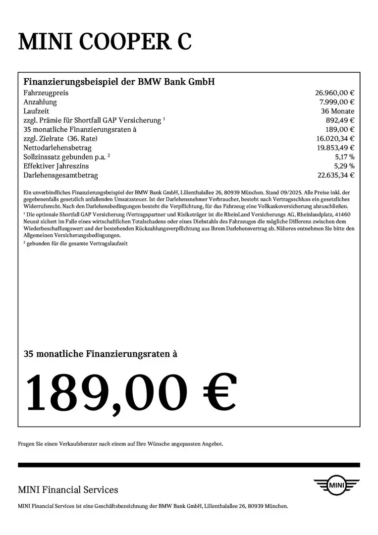 MINI Cooper C Head-Up DAB LED Pano.Dach Komfortzg. Rot - 2