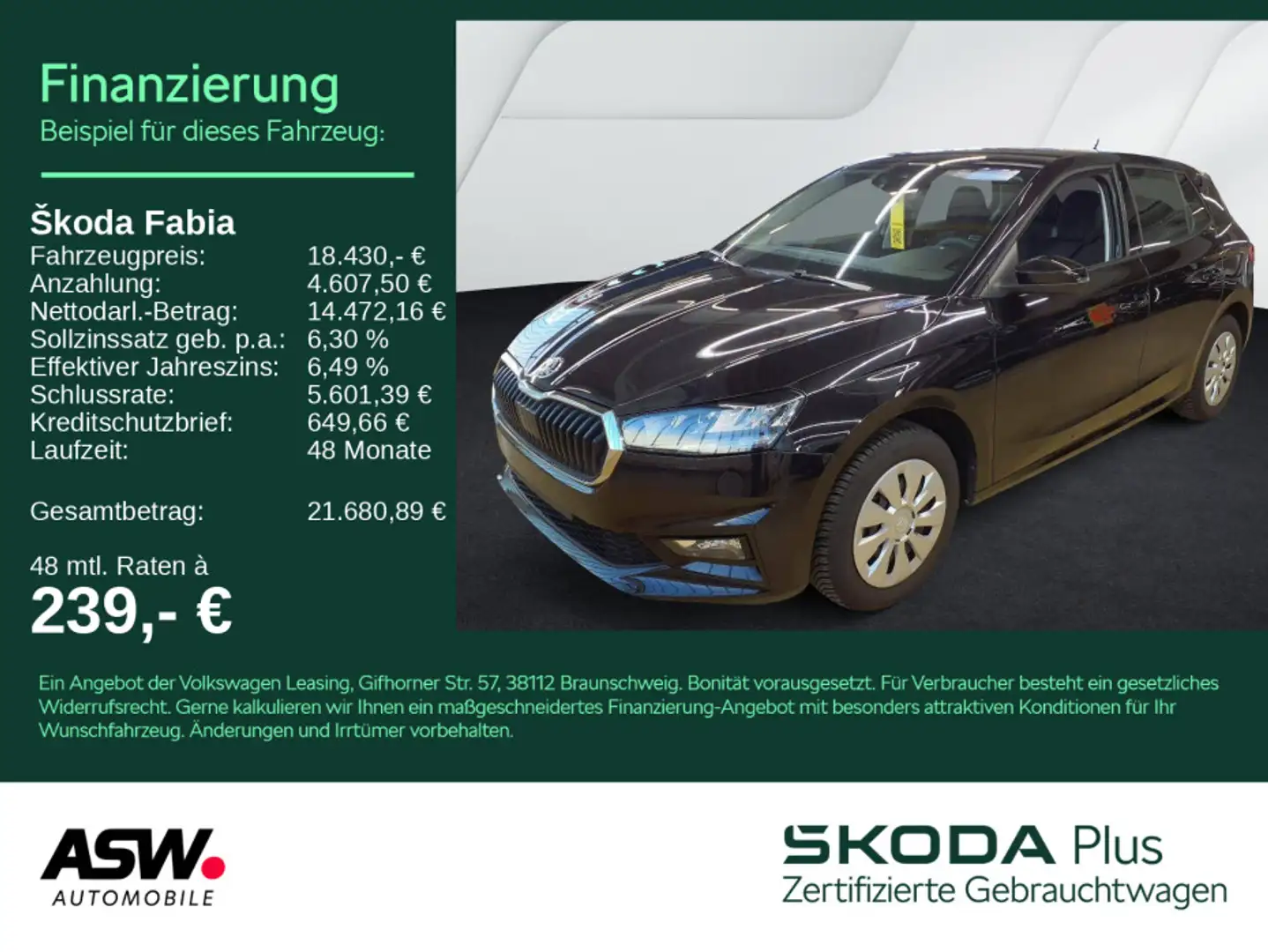 Skoda Fabia Essence 1.0 TSI LED Klima PDC SHZ Schwarz - 1