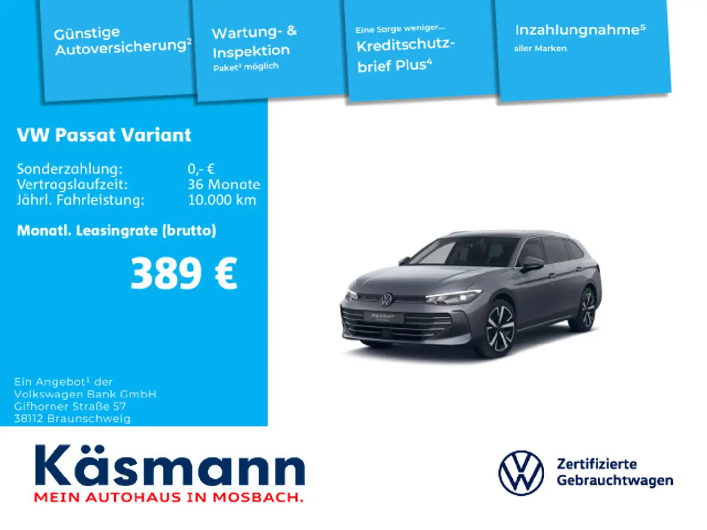 Volkswagen Passat Variant Business 1.5 eHybrid HUD 360 DCC Grau - 1
