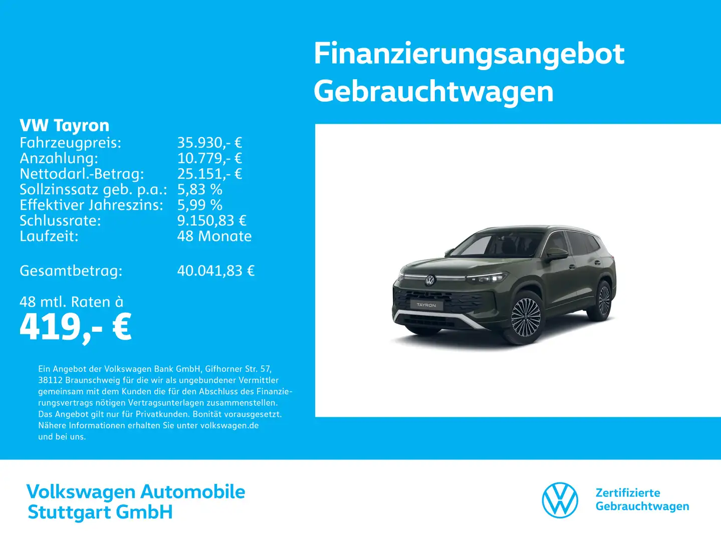 Volkswagen Tayron Life 1.5 TSI 110kW Grün - 1