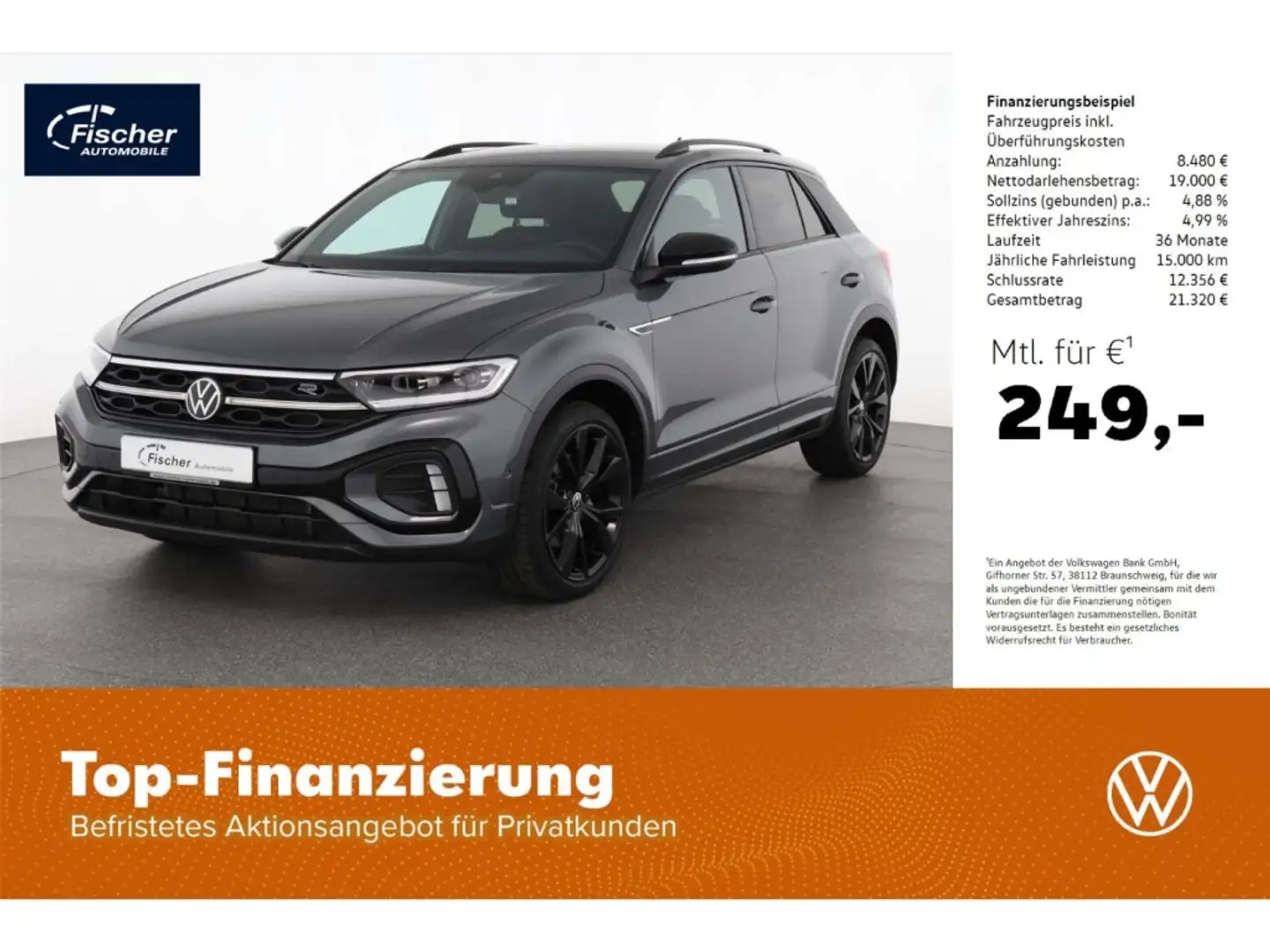 Volkswagen T-Roc 1.5 TSI R-Line Black Style DSG AHK/Matrix Grau - 1