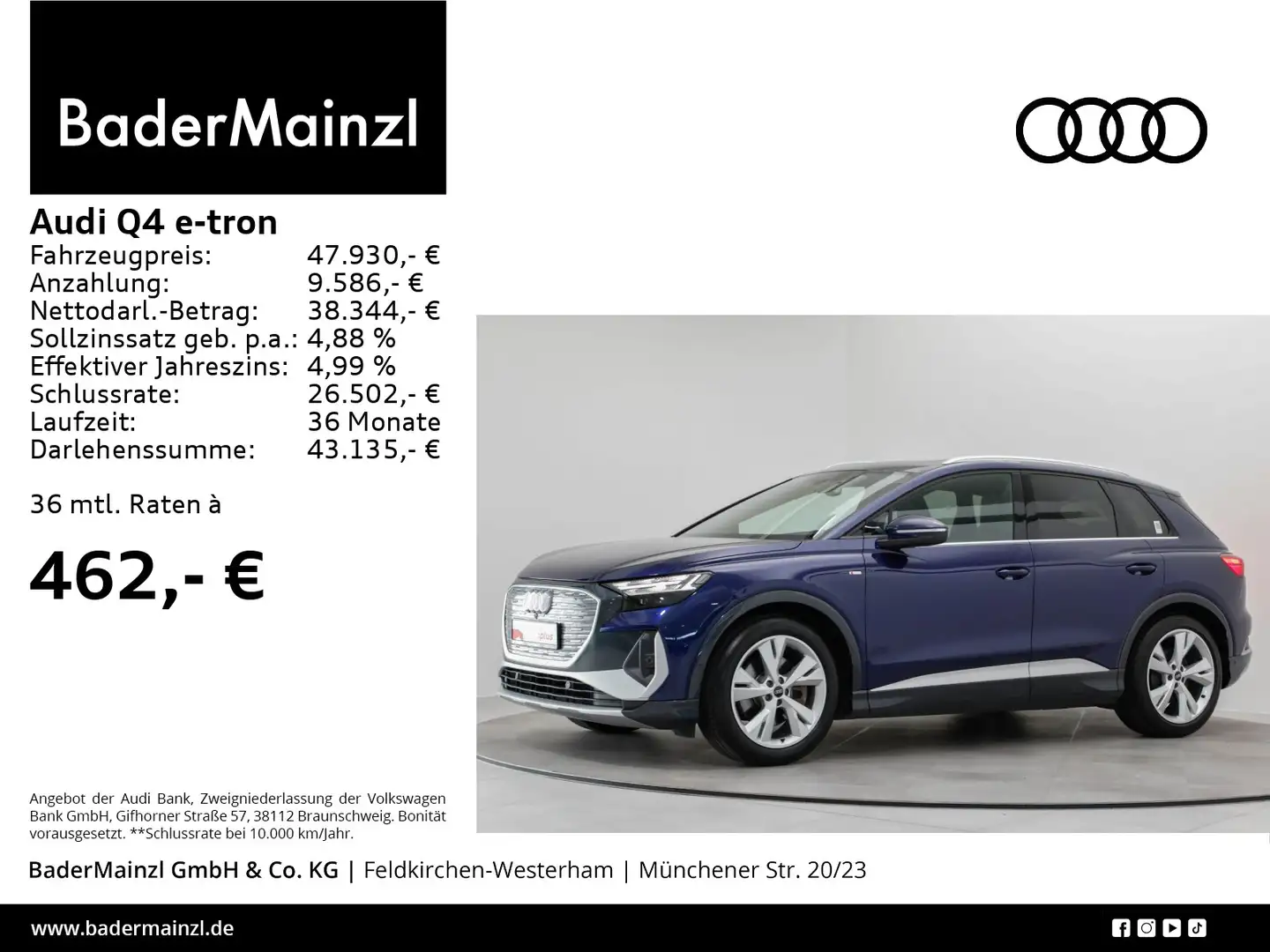 Audi Q4 e-tron 40 Pano WäPu AHK Virtual HUD Matrix Blau - 1