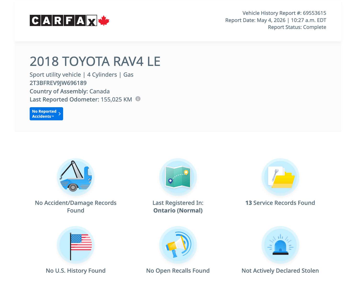2018 Toyota RAV4 AWD LE w/Camera Heated Seats NO ACCIDENTS — снимка 1