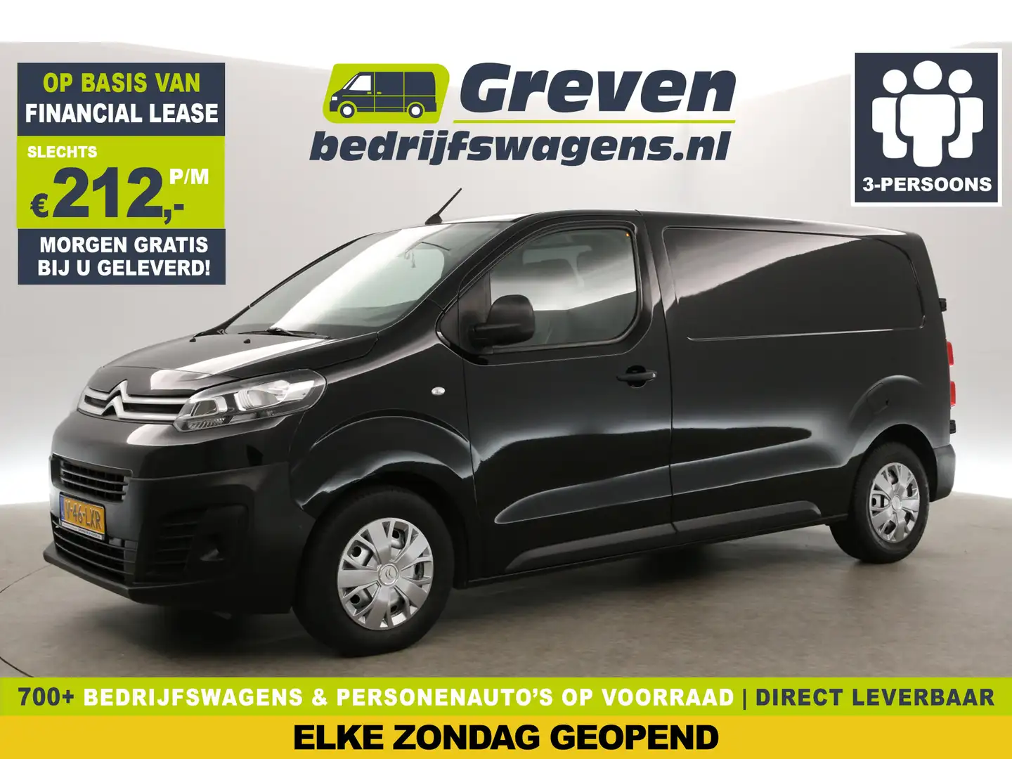 Citroen Jumpy 1.6 BlueHDI L2H1 Airco Cruise PDC 3 Persoons Elekt Zwart - 1