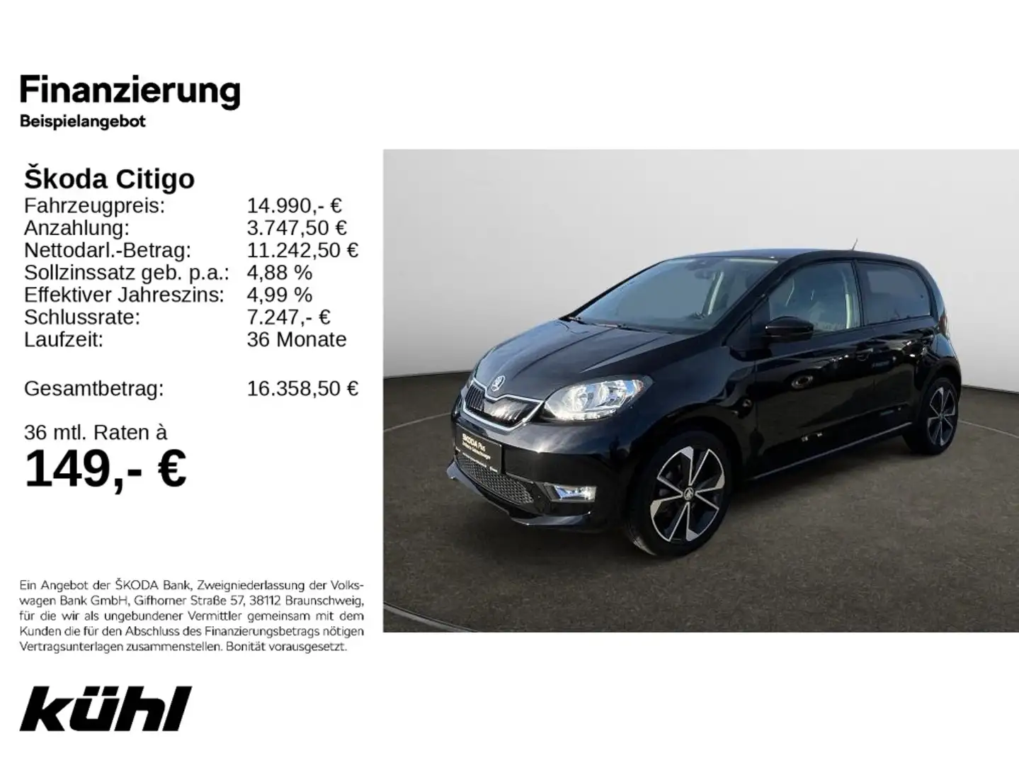 Skoda Citigo e iV Best of SHZ.,LM16 Schwarz - 1