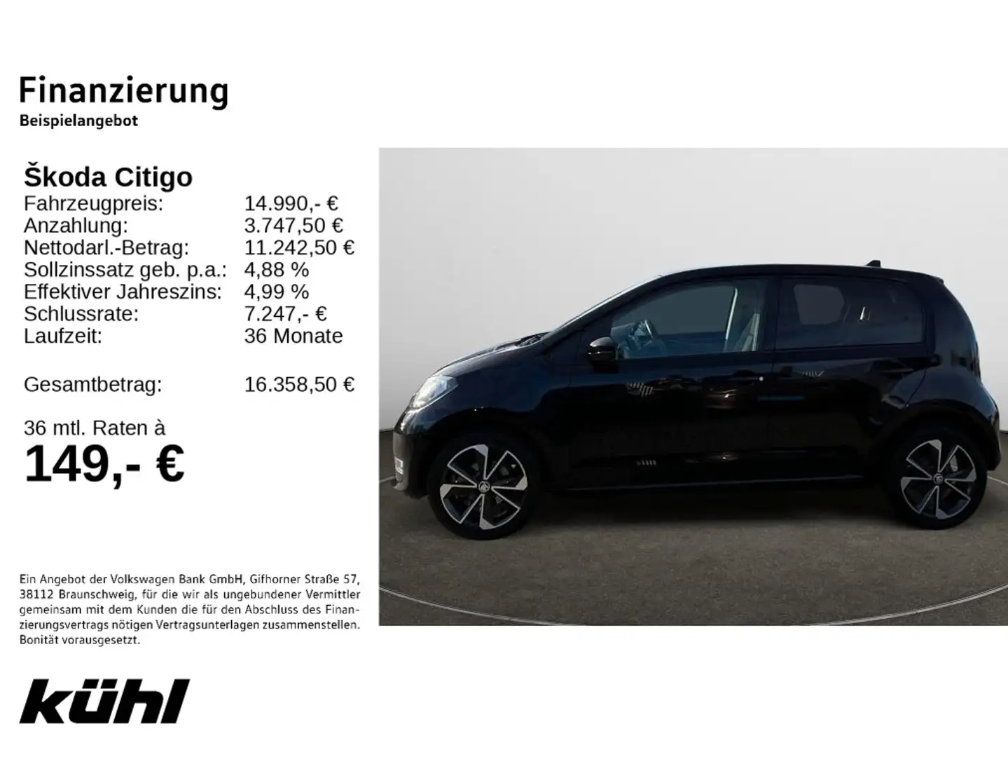 Skoda Citigo e iV Best of SHZ.,LM16 Schwarz - 2