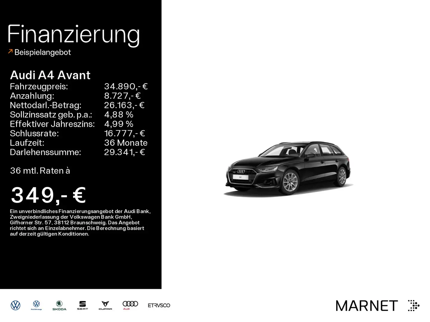 Audi A4 45 TFSI quattro*Navi*Alu*AHK*PDC*Audi C Schwarz - 1