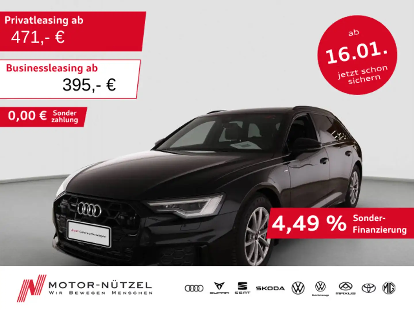Audi A6 45 TFSI QU S-LINE MATRIX+NAV+ACC+AHK+19 Schwarz - 1