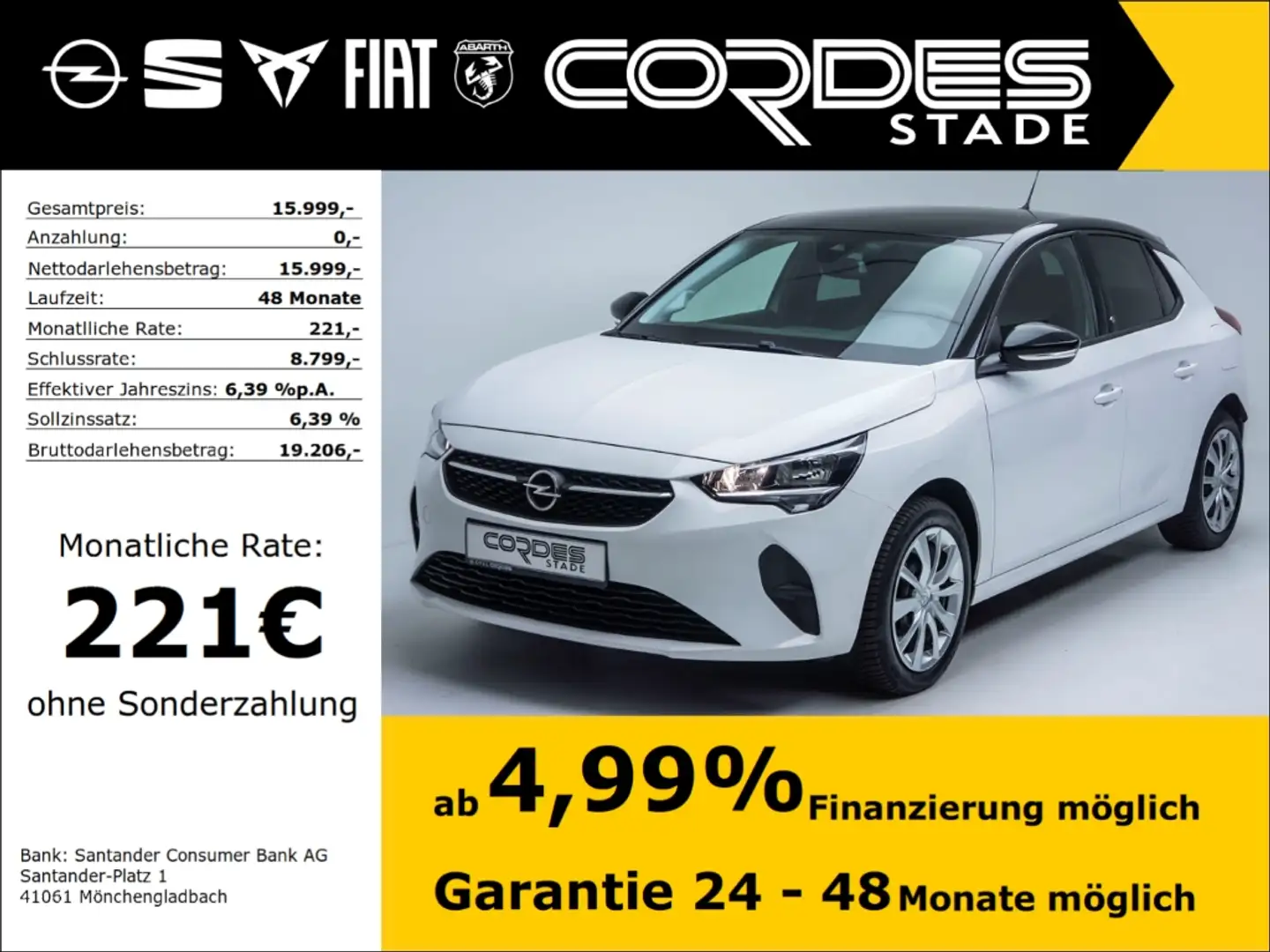 Opel Corsa-e F Edition Allwetterreifen Automatik PDC (217) Weiß - 1