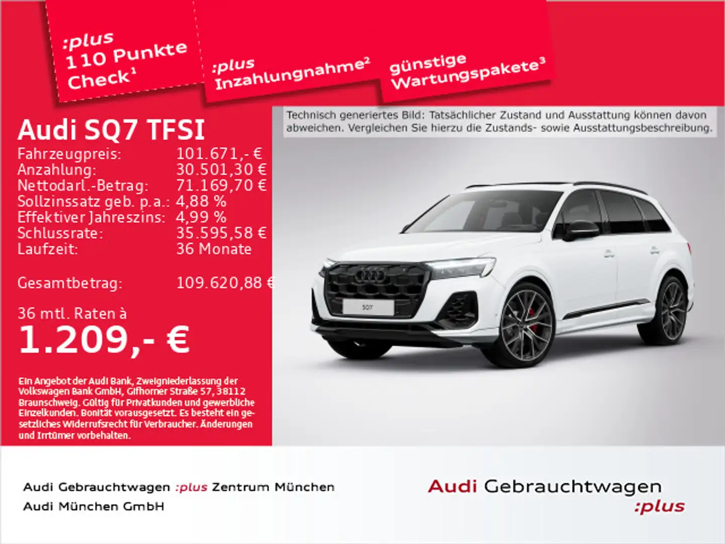 Audi SQ7 UPE:155" Pano/AHK/7-Sitzer/Laser/StdHzg Blanc - 1