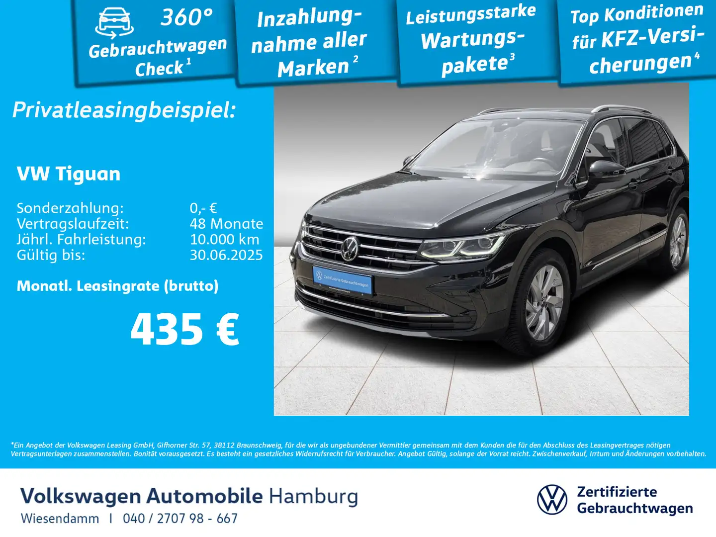 Volkswagen Tiguan 1.4 TSI eHybrid Elegance DSG Navi Klima Schwarz - 1