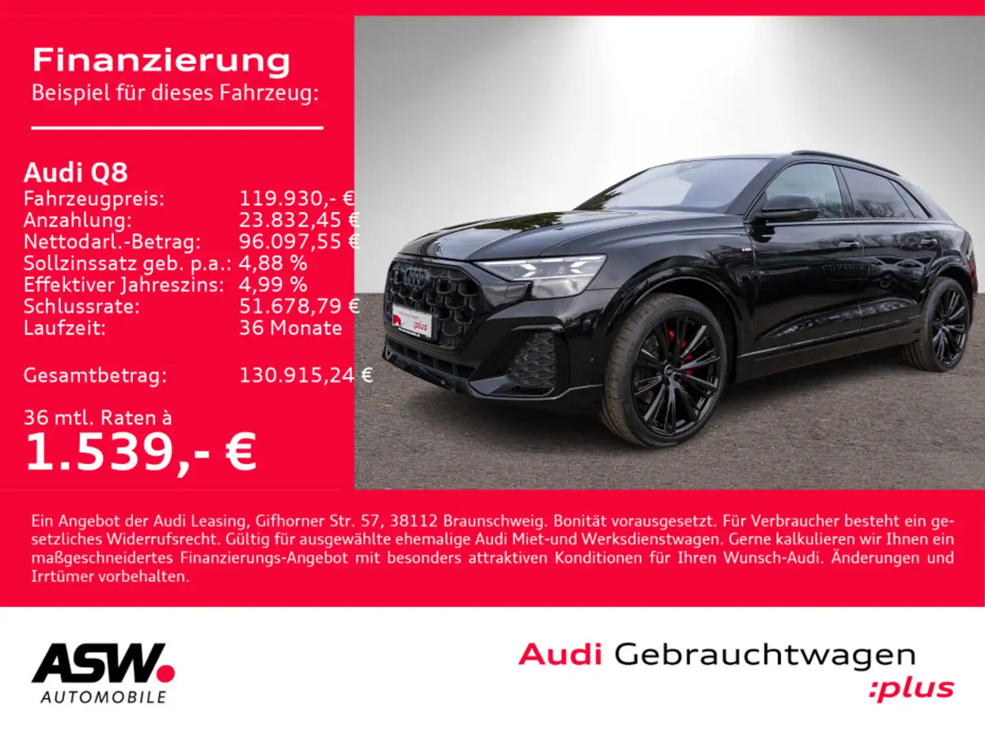 Audi Q8 50TDI S line quattro Navi Matrix StandHz 360° Schwarz - 1