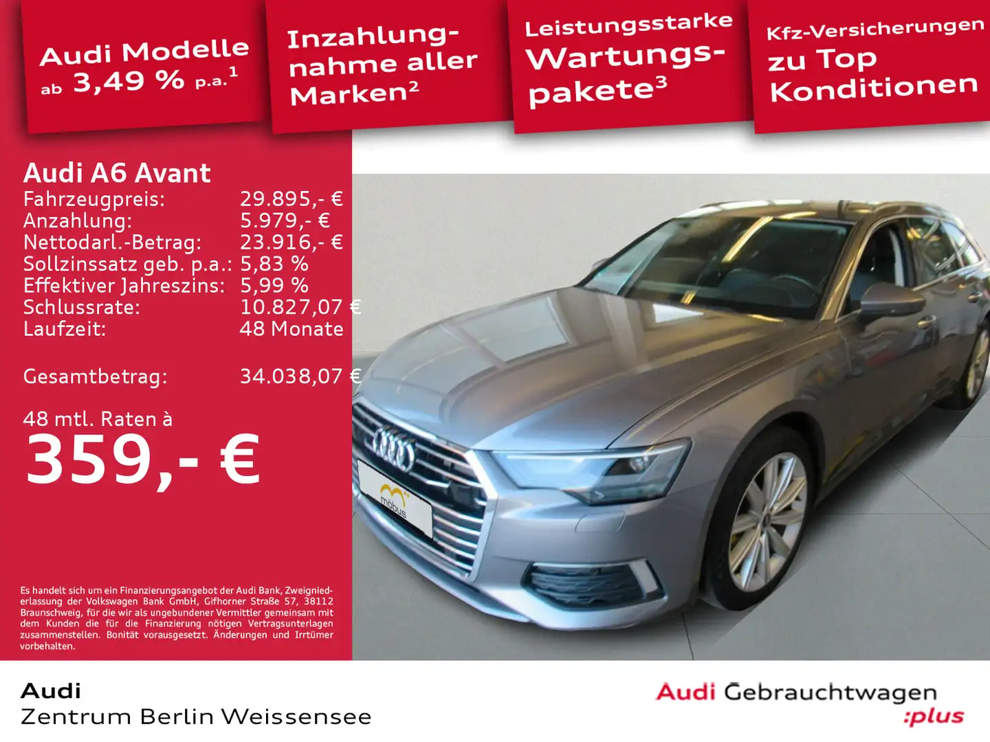 Audi A6 40 TDI S-TRO*LED*AHK*LEDER*RFK*NAVI*ACC Grau - 1