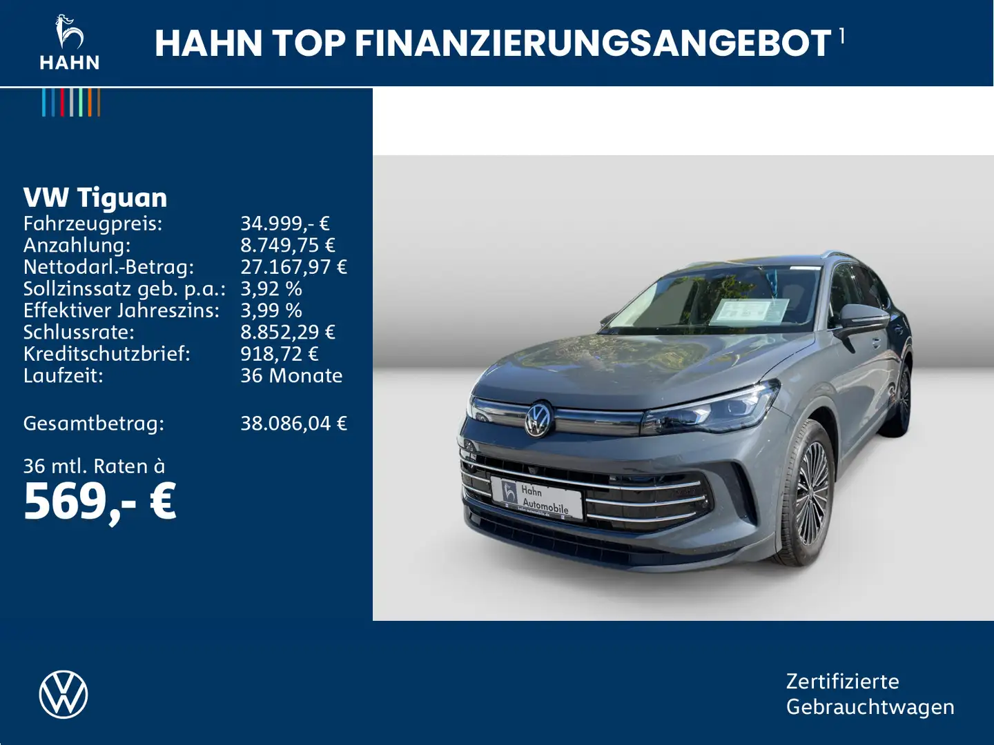 Volkswagen Tiguan 1.5eTSI DSG Elegance Matrix Navi AHK 360° Grau - 2