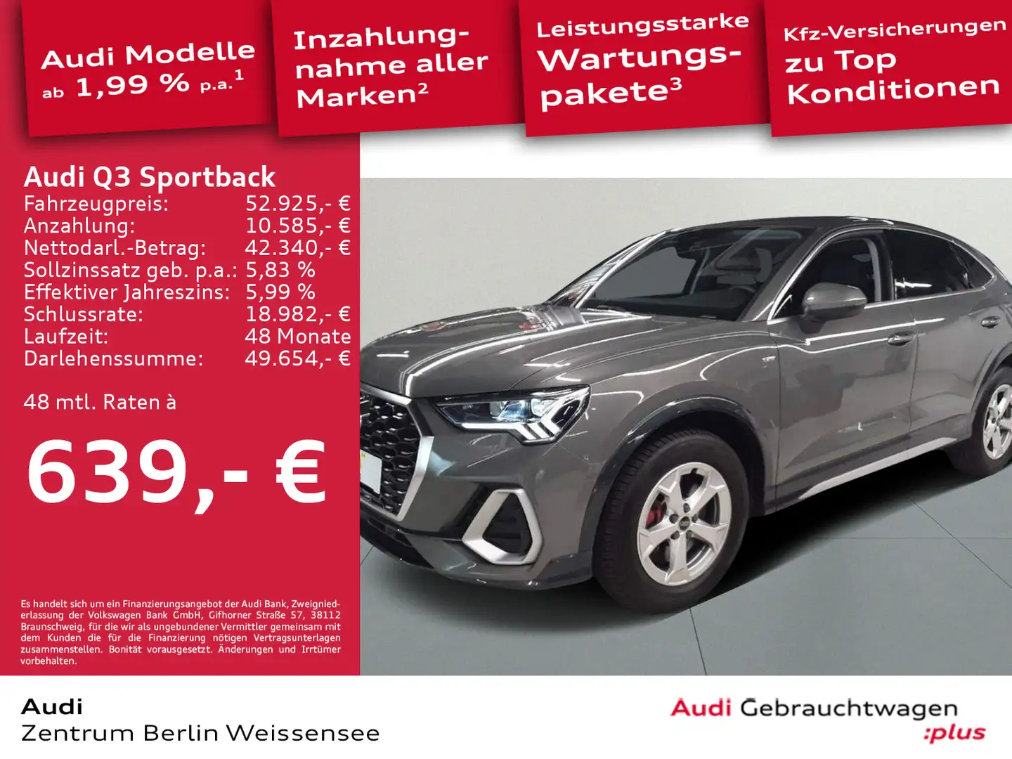 Audi Q3 45 TFSI S-TRO*QUA*S-LINE*AHK*STAND* Grau - 1