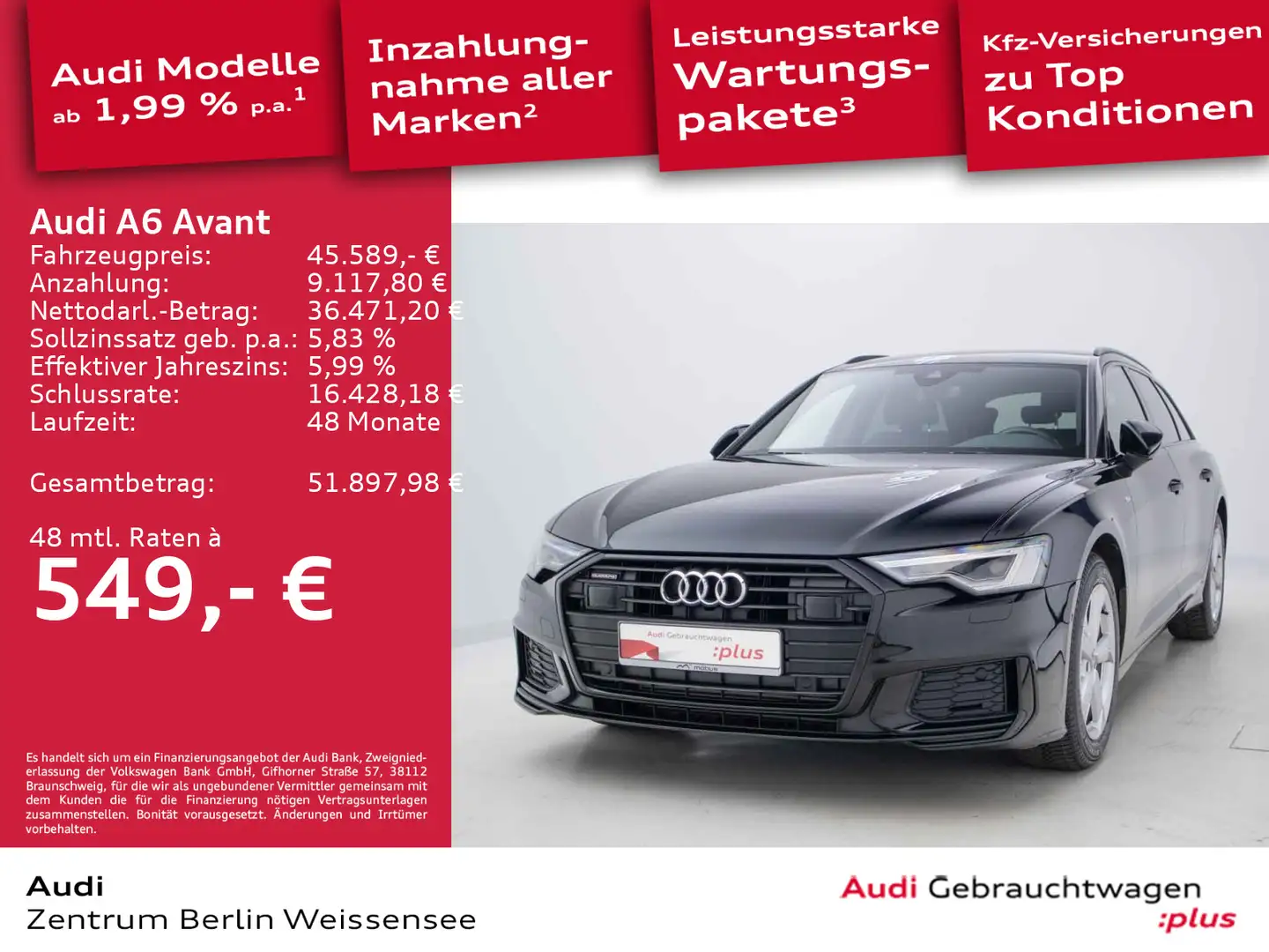Audi A6 45 TFSI S-TRO*QUA*MATRIX*GJR*RFK*NAVI** Schwarz - 1