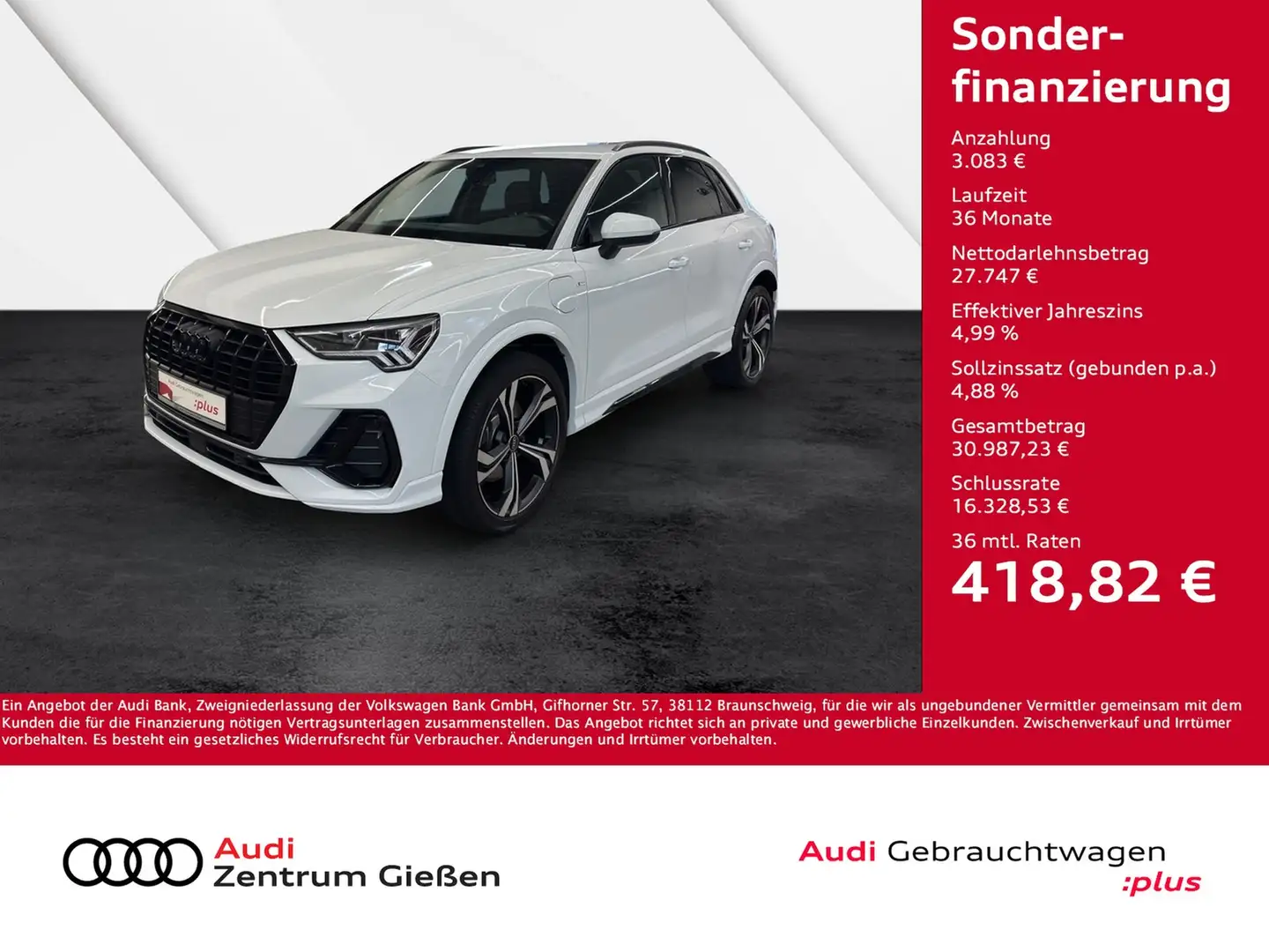 Audi Q3 45 TFSI e S line Black AHK Kamera Navi LED Weiß - 1