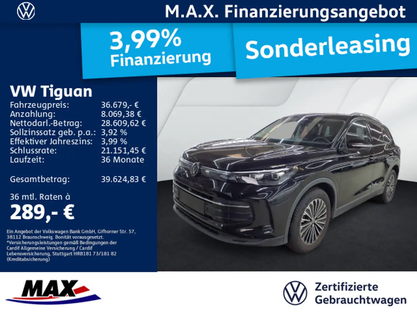 Volkswagen Tiguan 2.0 TDI DSG GOAL LED+AHK+ACC+APP+KAMERA++ Noir - 1
