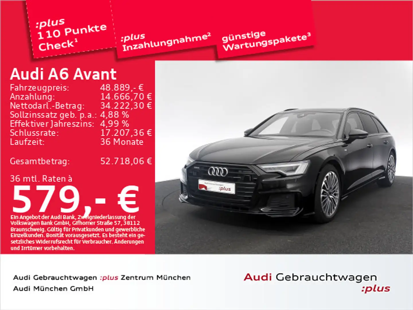 Audi A6 55 TFSI e qu. S line Pano/ACC/Kamera/Ma Schwarz - 1