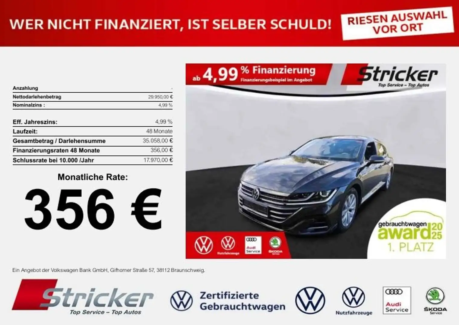 Volkswagen Arteon Shooting brake R-Line 2.0TDI DSG 4M 356,-ohne Anz Grau - 2