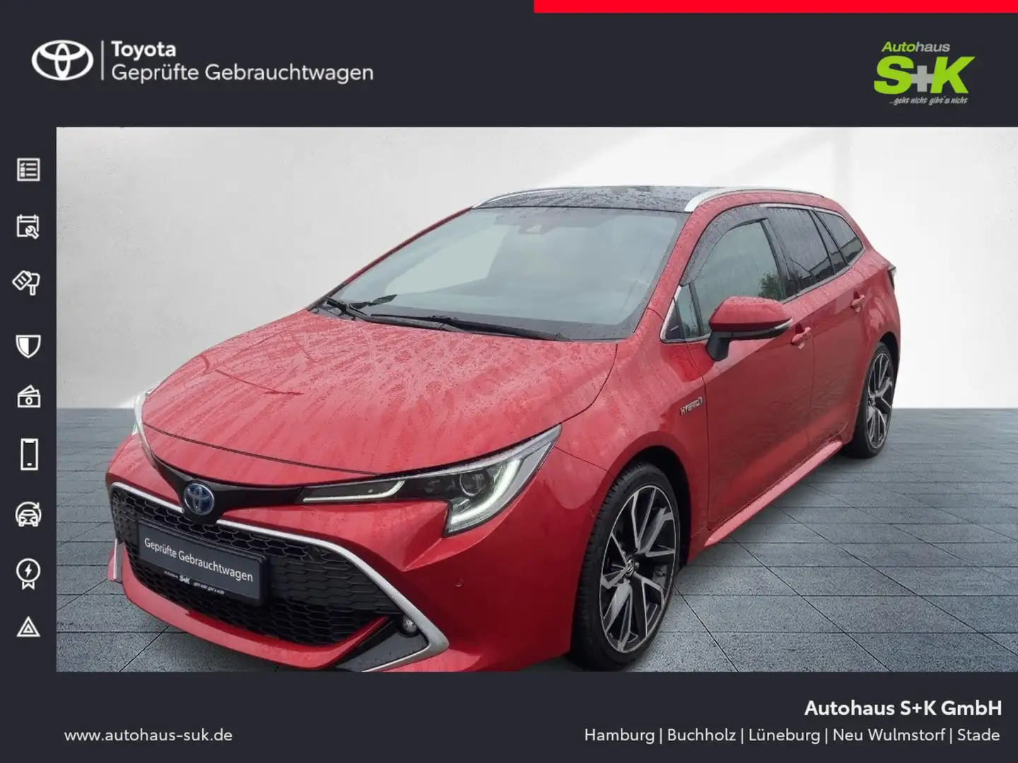 Toyota Corolla Touring Sports 2.0 Hybrid Lounge*AHK*SHZ*KAMERA* Rood - 1