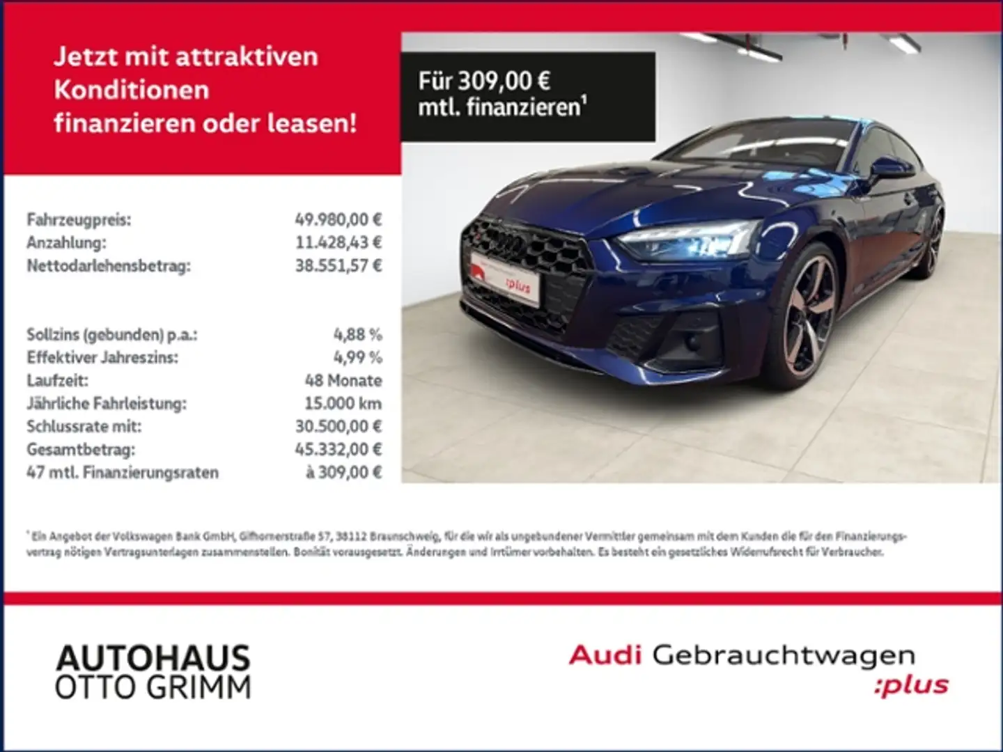 Audi S5 3.0 TDI quattro Tiptronic Matrix Blau - 1