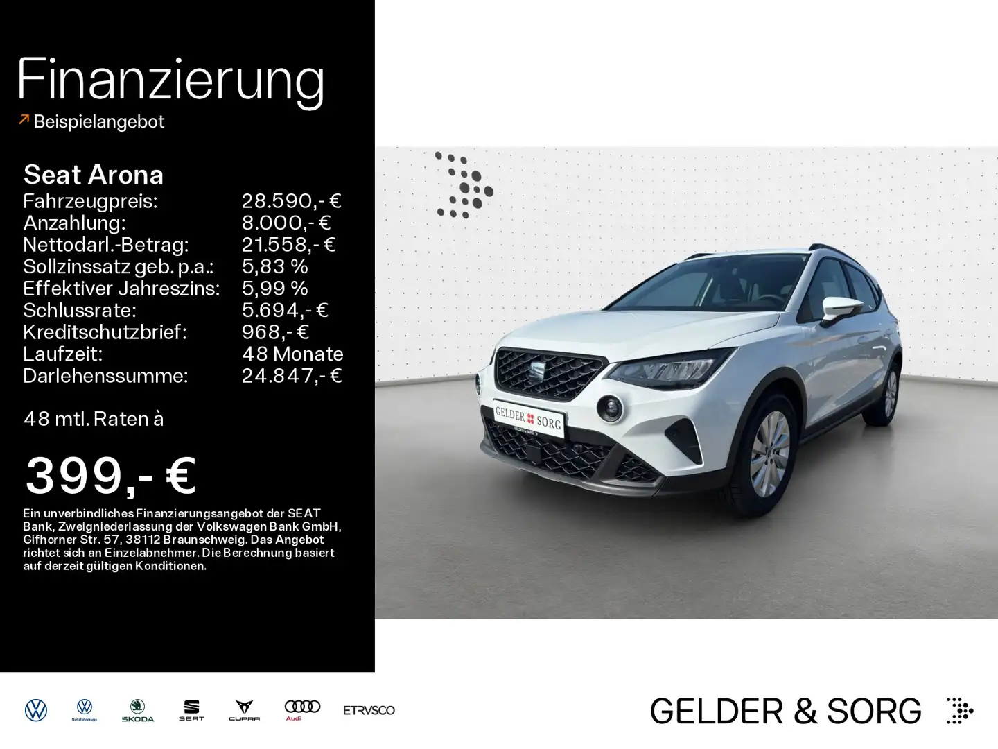 SEAT Arona Road Edition 1.0 TSI DSG *RFK*GJR*LED*SHZ* Weiß - 1