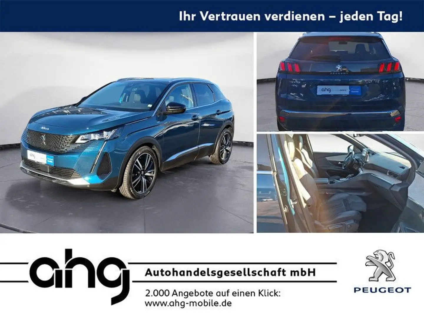 Peugeot 3008 BlueHDi 130 EAT8 GT Pack Pano AHK PDC 360 N Blau - 1