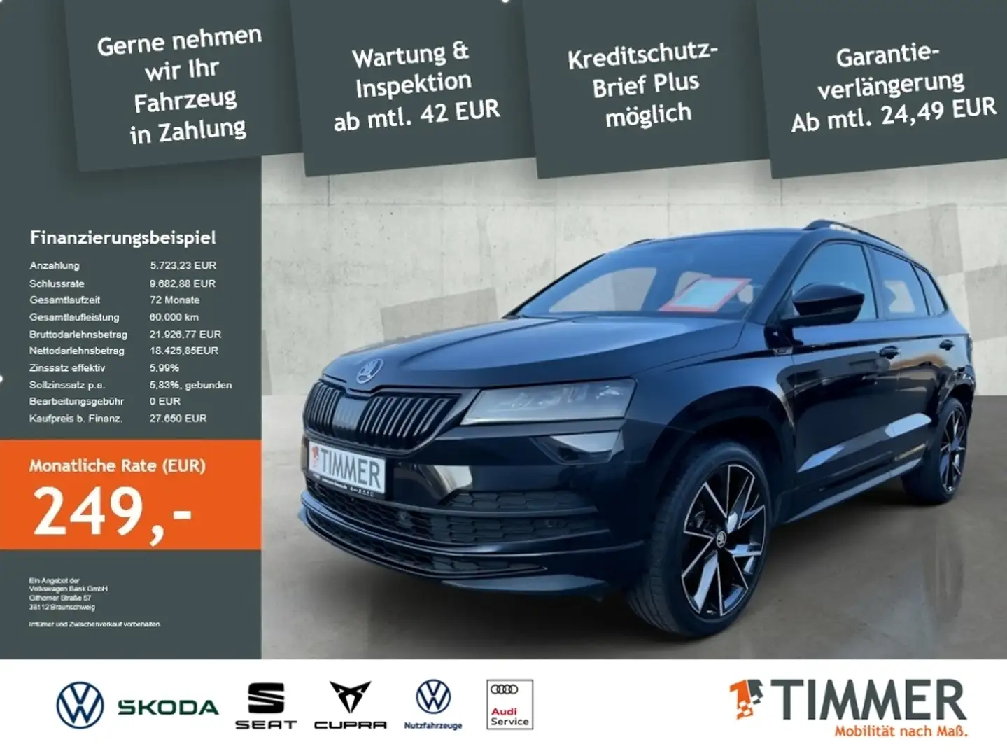 Skoda Karoq 2.0 TDI DSG 4x4 SPORTLINE *R-Kam*AHK *LED *NAVI * Schwarz - 1