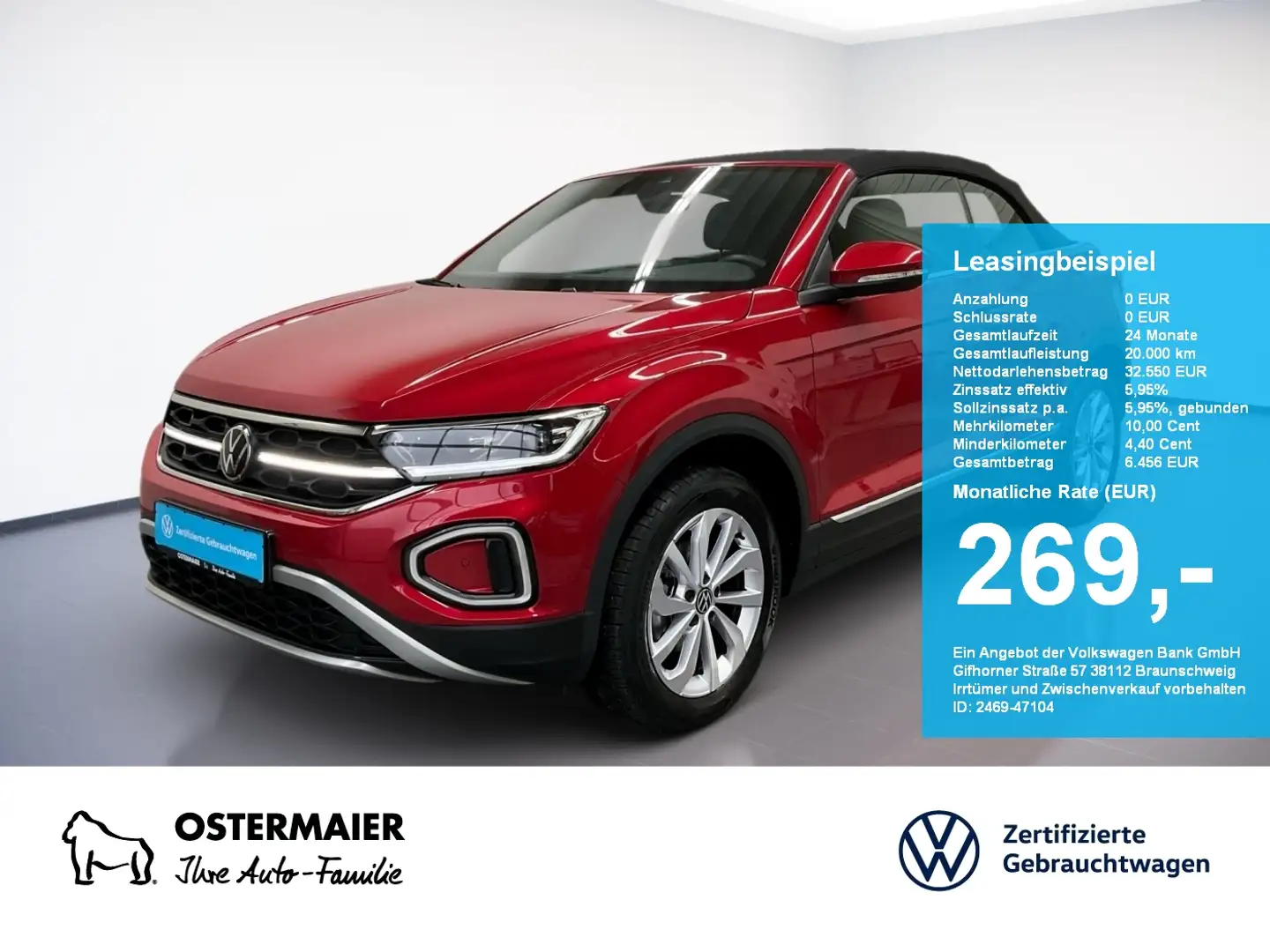 Volkswagen T-Roc Cabriolet STYLE 1.5TSI 150PS DSG NP.53T AHK.STDHZG Rot - 1