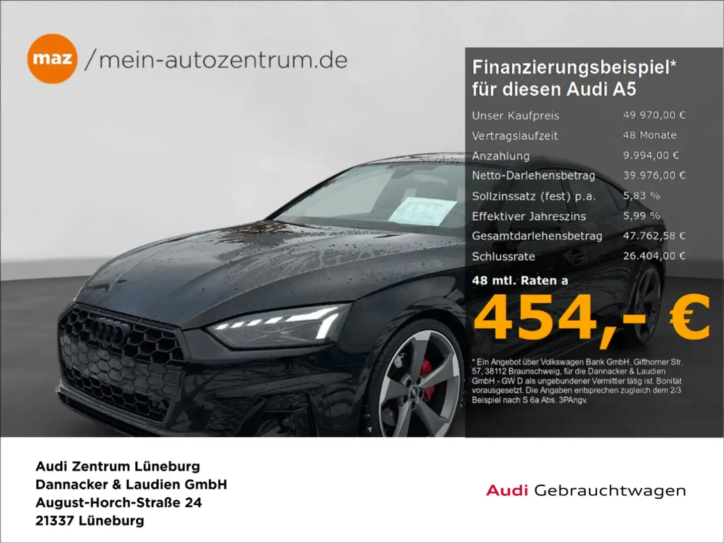 Audi A5 Sportback 40 2.0 TDI Competition Edition S-Line In Schwarz - 1