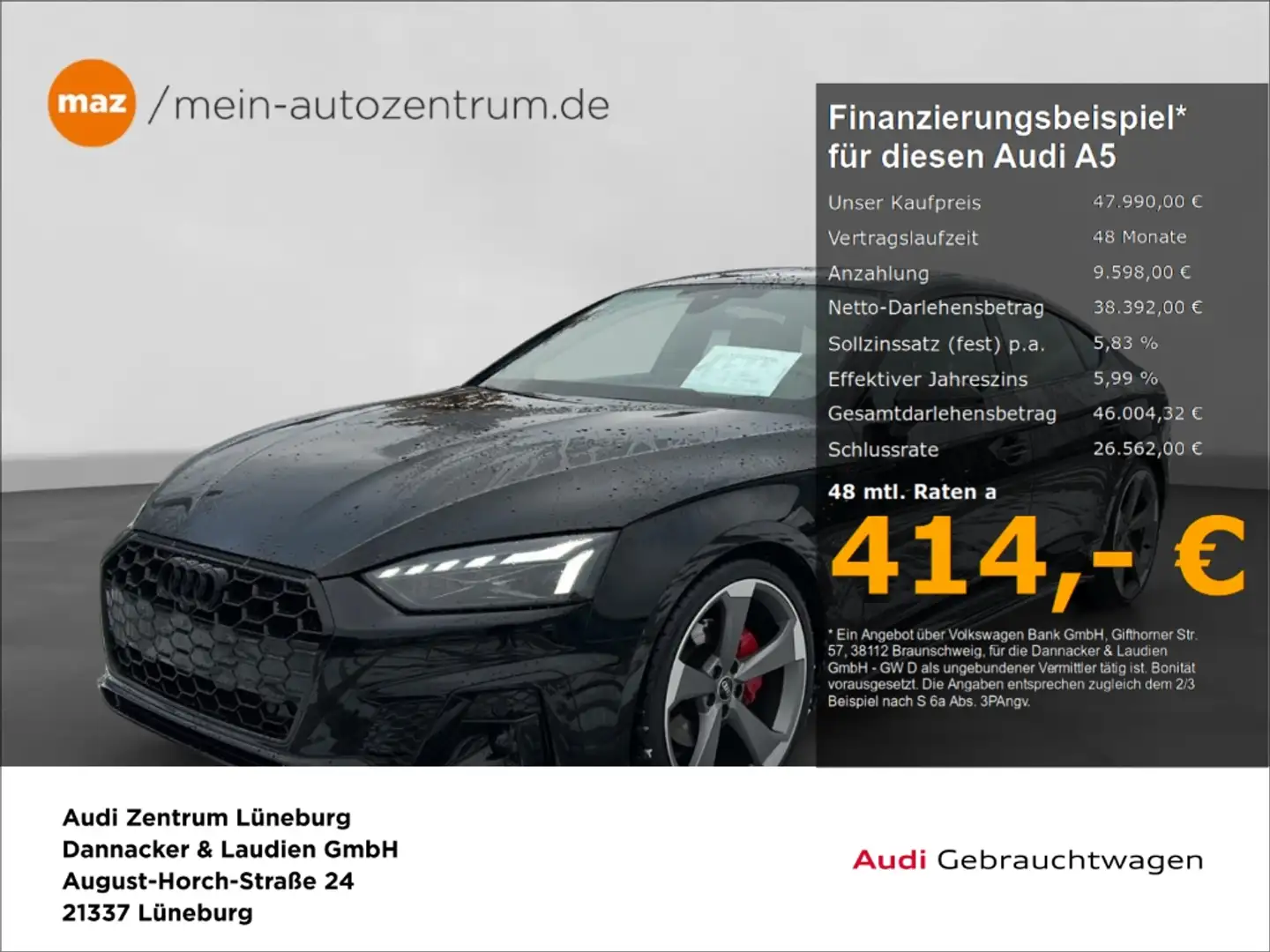 Audi A5 Sportback 40 2.0 TDI Competition Edition S-Line In Schwarz - 1