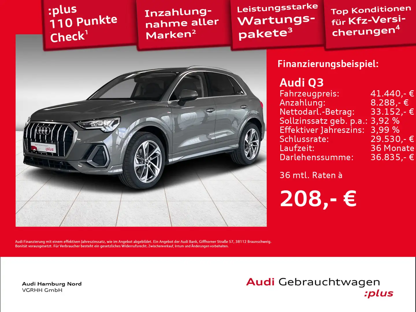 Audi Q3 35 TFSI S line S tronic Nav LED AHK ACC Sound Grau - 1