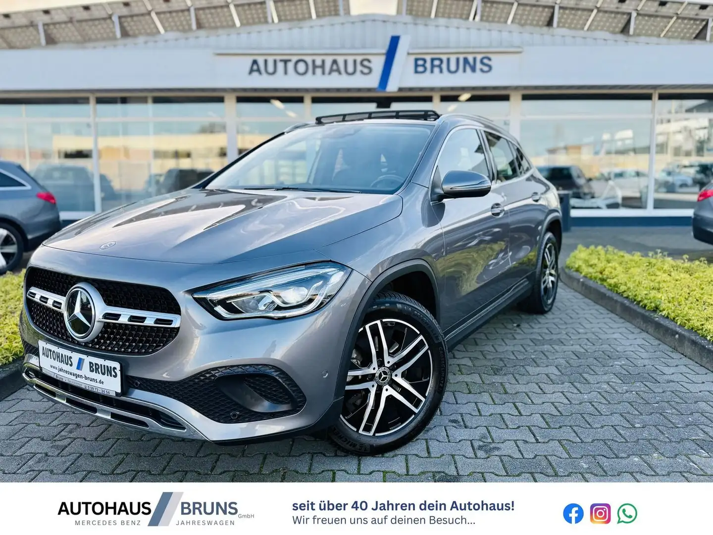 Mercedes-Benz GLA 200 d PROGRESSIVE, AHK schw., Panodach, RFK, LED, SHZ, Grau - 1