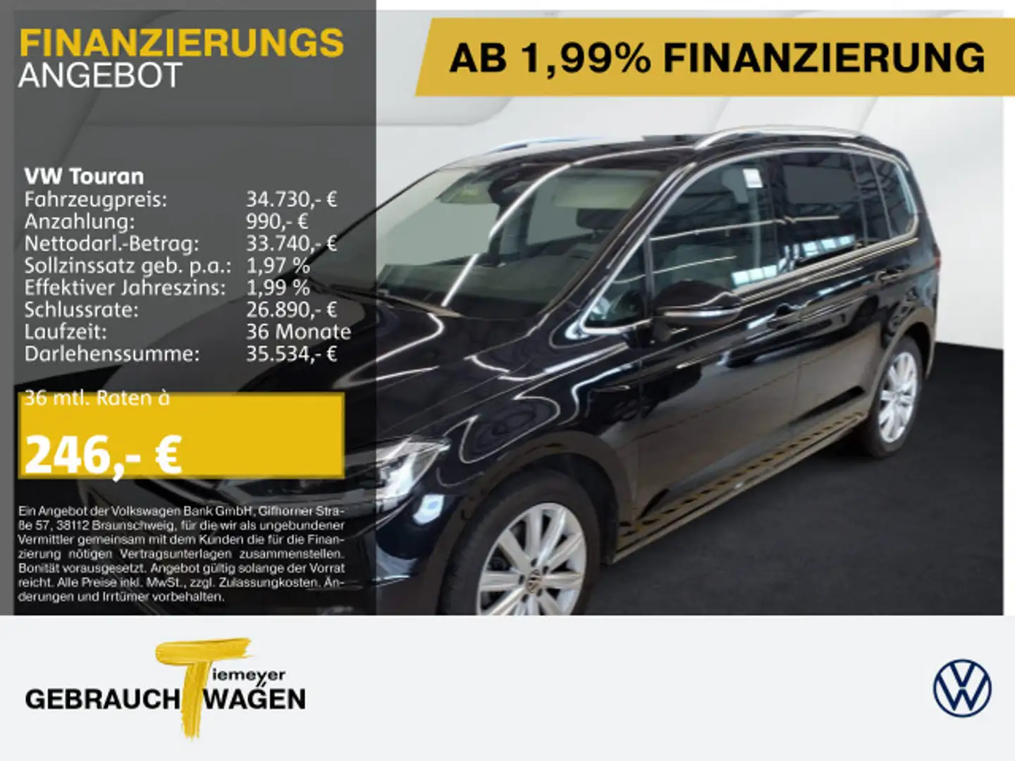 Volkswagen Touran 2.0 TDI DSG HIGHLINE LED 7-SITZE KAMERA A Schwarz - 1